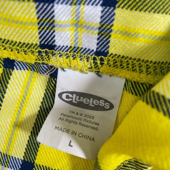 Clueless Cher Horowitz Yellow Plaid Costume Set Jacket Top Skirt Women's LARGE - Picture 5 of 16